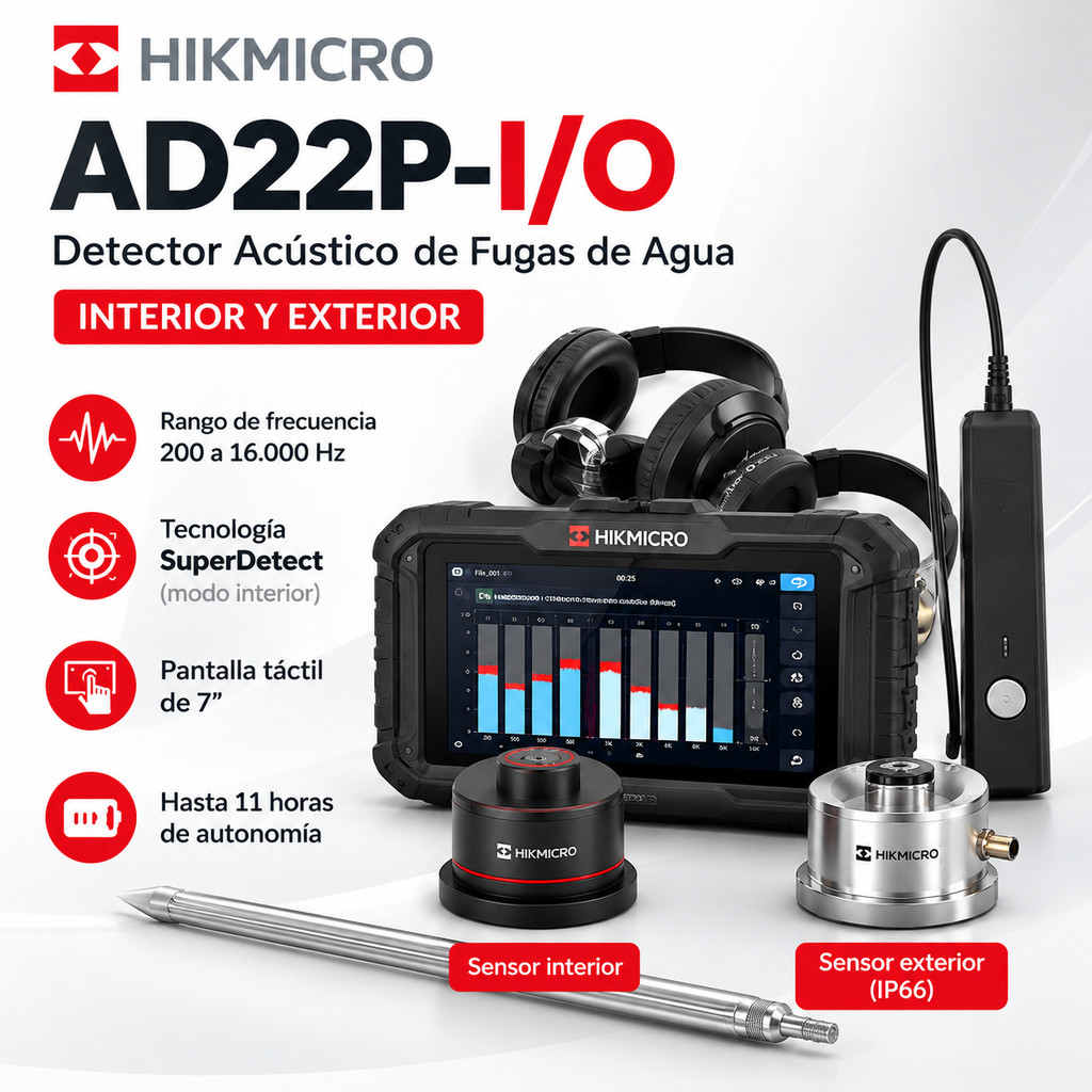 Detector Acústico de Fugas de Agua HIKMICRO AD22P-I/O Interior y Exterior